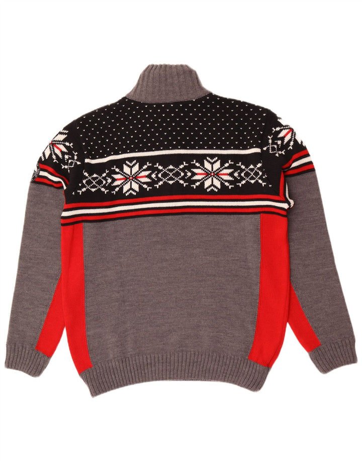 Pulover CMP pentru bărbați, cu fermoar, cu gât, mare, gri Fair Isle Acrilic