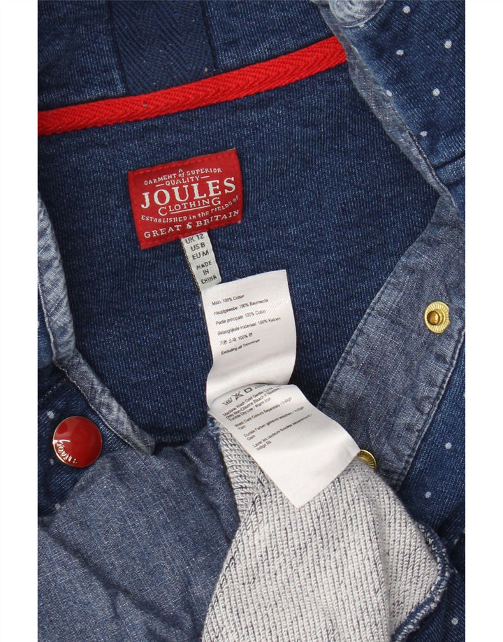 Pulover pentru damă Joules, cu gât cu nasturi, cu buline albastre medii UK 12