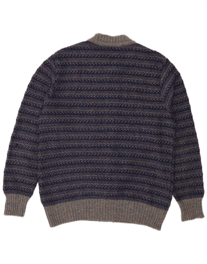 Pulover Cardigan Vintage pentru bărbați, mediu bleumarin, în dungi