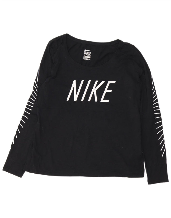 Top cu grafică cu croială atletică Nike pentru femei cu mânecă lungă UK 18 XL poliester negru