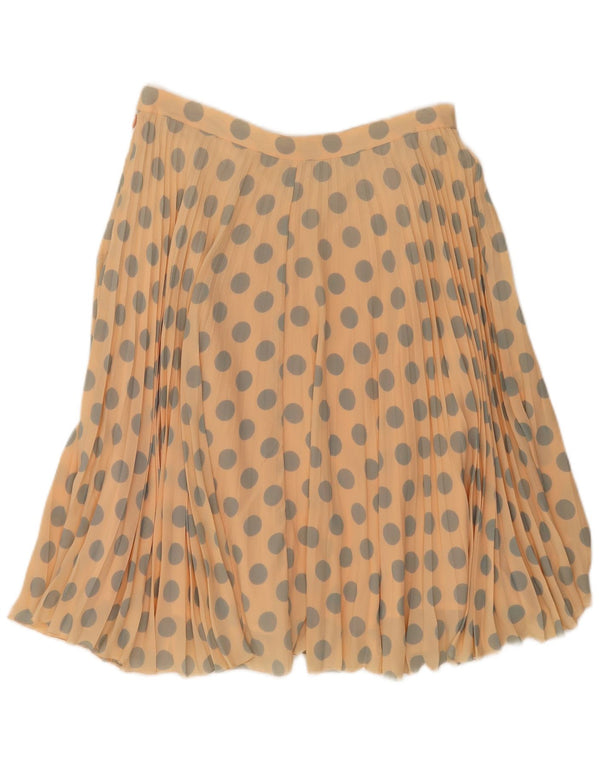 Fustă vintage plisată cu talie înaltă pentru femei IT 48 XL W30 bej cu buline