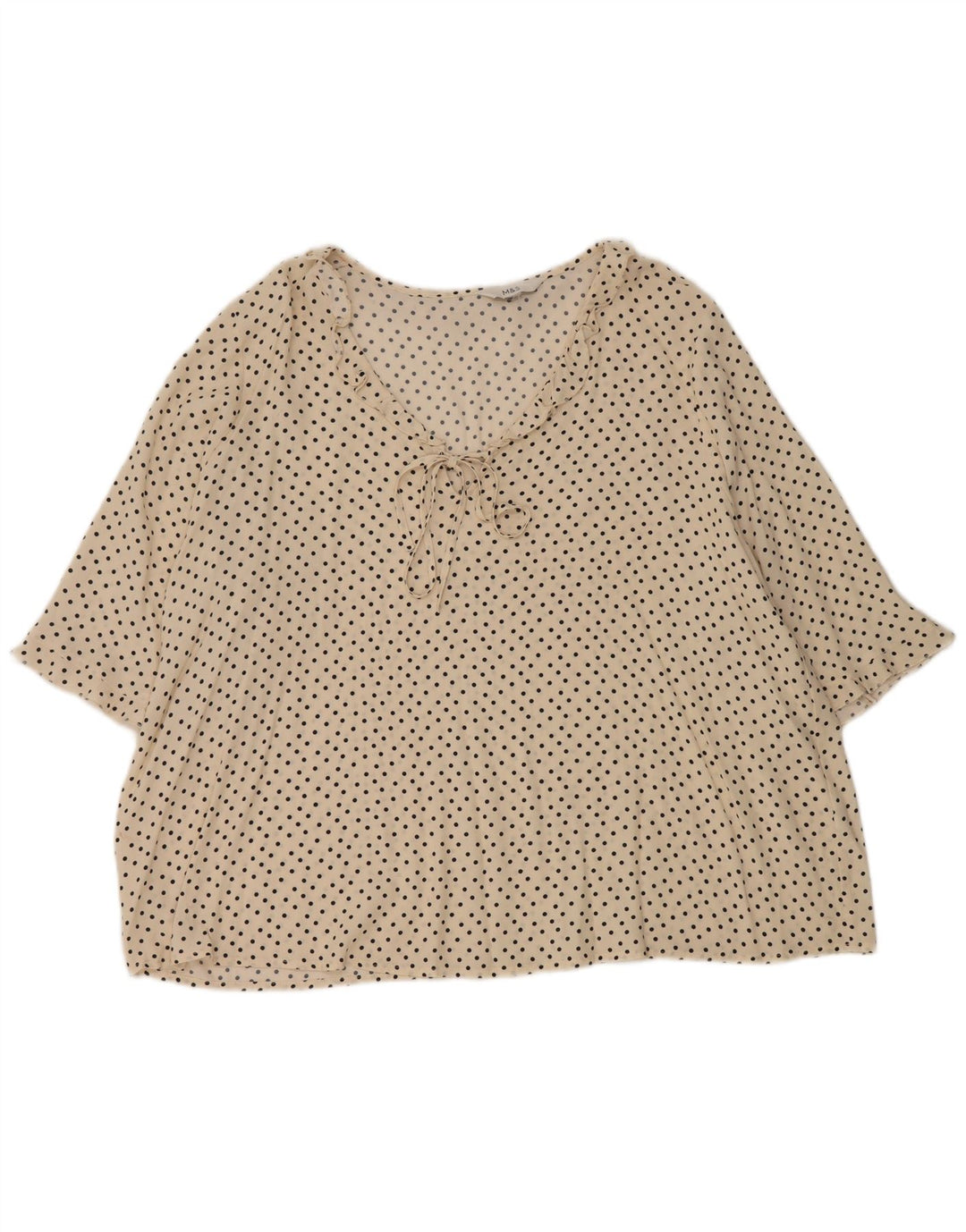 Bluză pentru femei Marks & Spencer cu volane în față, UK 18 XL, buline alb