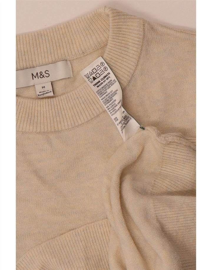 Pulover pentru femei Marks & Spencer cu decolteu rotund UK 14 Medium Bej cu pete