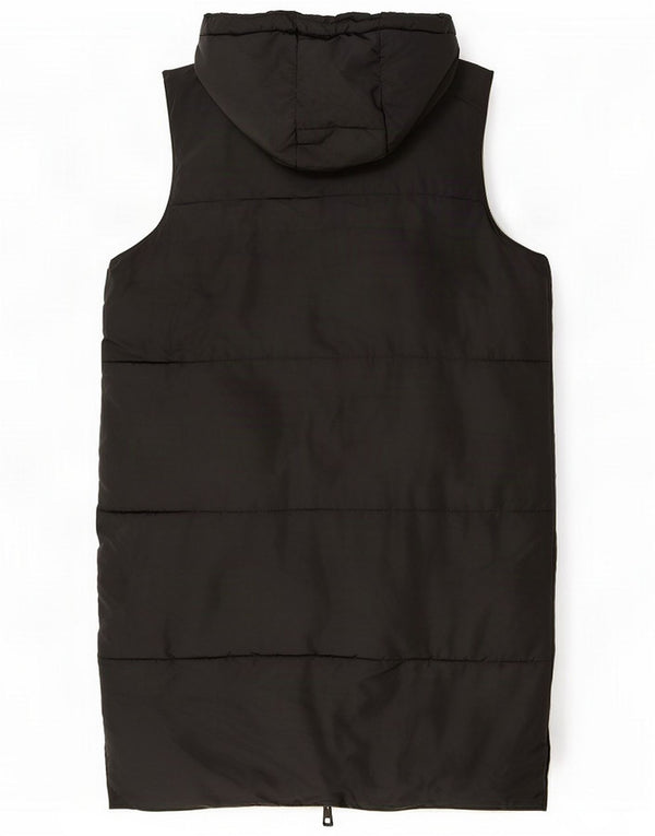 Zara Womens Longline Hooded Reversible Cappped Gilet UK 6 XS Black