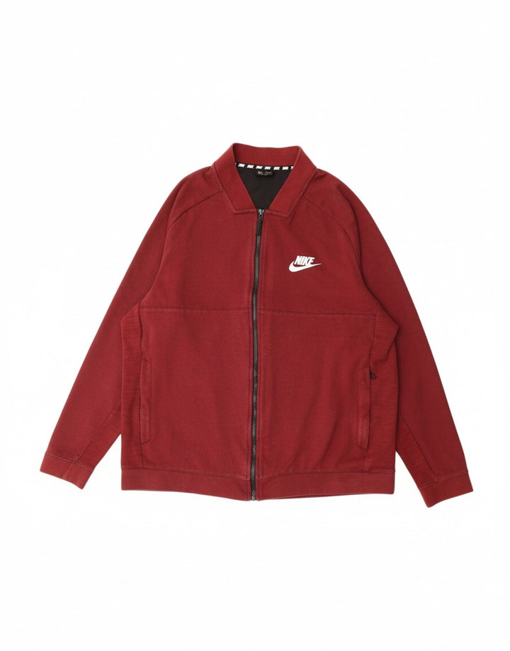 NIKE Mens Tracksuit Top Jacket XL Maroon Cotton