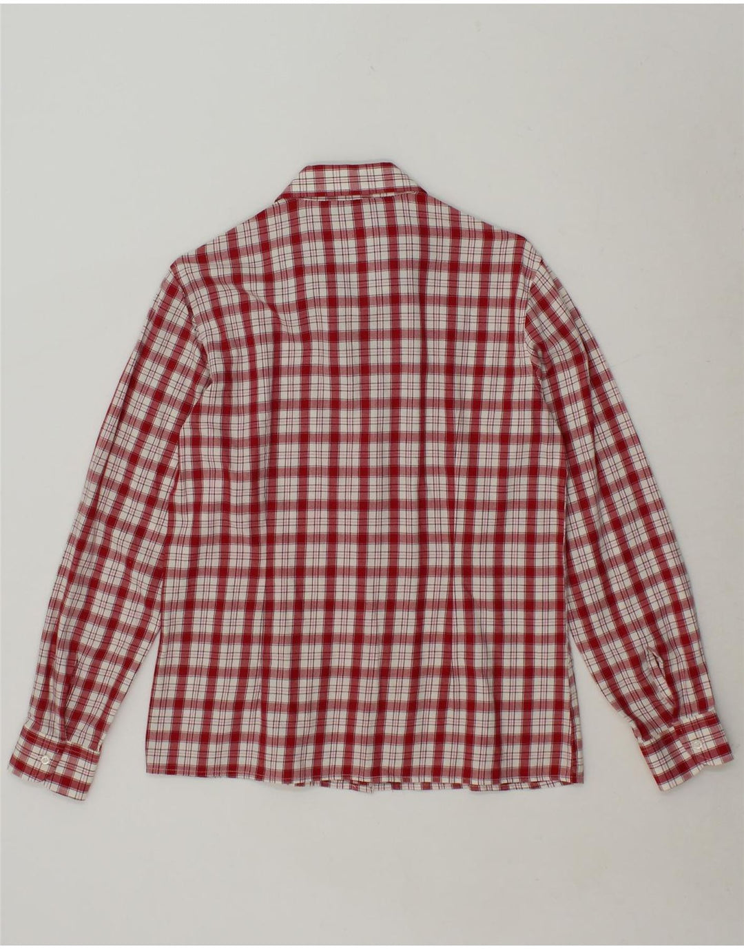 VINTAGE Womens Shirt UK 10 Small Red Check Cotton Vintage Vintage and Second-Hand Vintage from Messina Hembry 