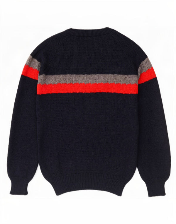 Pulover vintage pentru femei cu decolteu rotund EU 40 Mediu bleumarin Colorblock