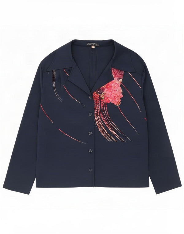 Confezioni Di Lusso Bluză cămașă pentru femei IT 52 2XL Bleumarin Floral