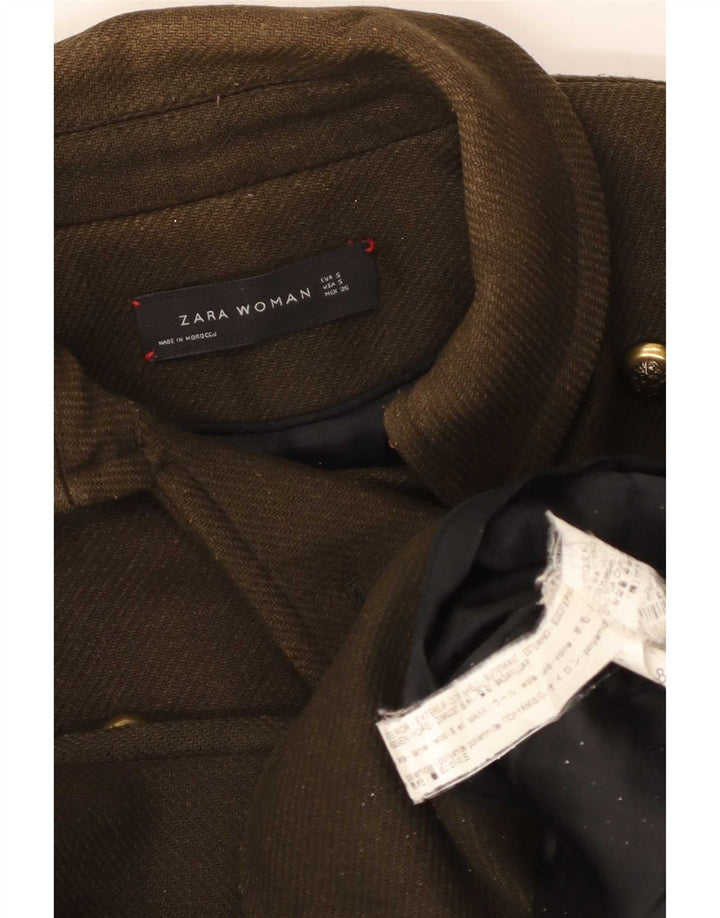 Palton pentru femeie Zara UK 10 Lână kaki mică