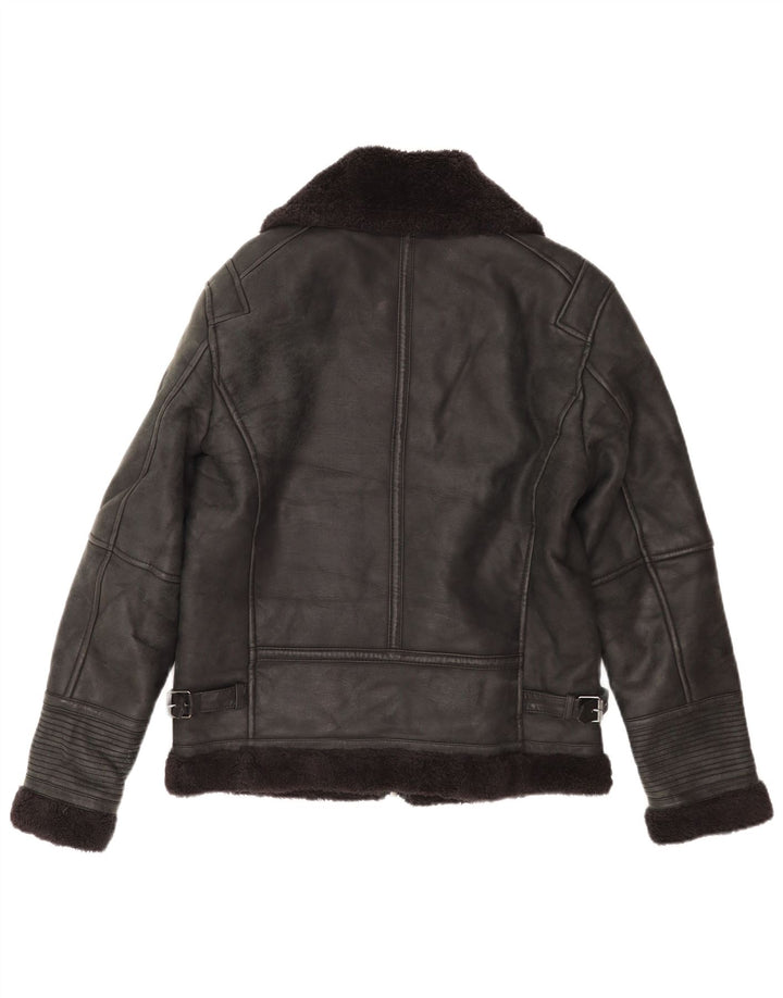 Jachetă din shearling pentru bărbați Zara UK 38 Medium Black
