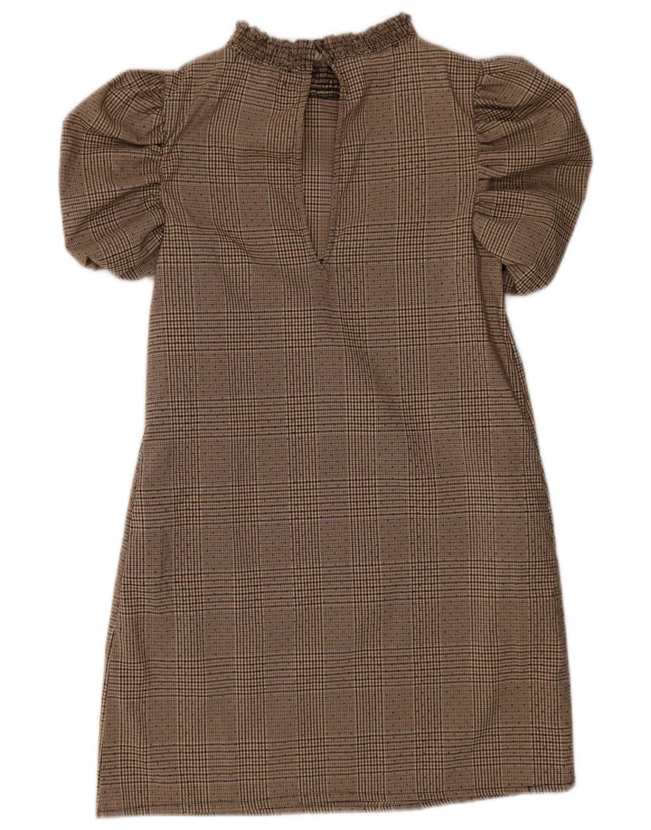 Rochie de bază Zara pentru femei UK 6 XS Bej Houndstooth