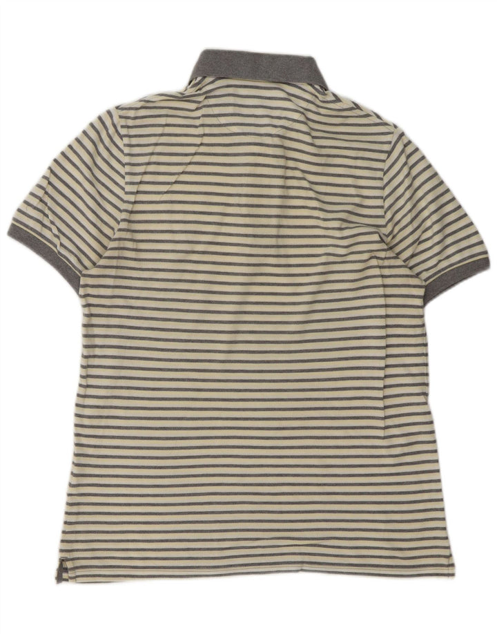 Tricou polo pentru bărbați Lyle & Scott, bumbac cu dungi alb, mediu
