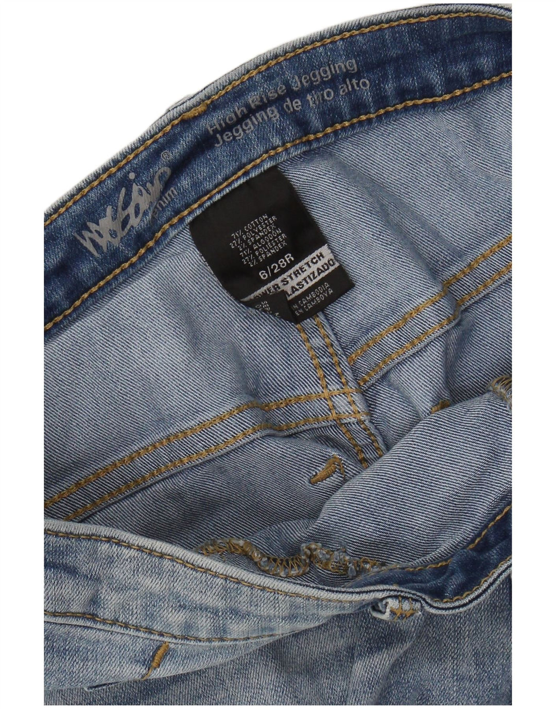 MOSSIMO Blugi jegging cu talie înaltă, învechiți, pentru femei US 6 Medium W28 L28 Blue