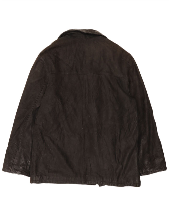 Jachetă din piele pentru bărbați Desi, cu dublu piept, UK 42 XL, piele neagră