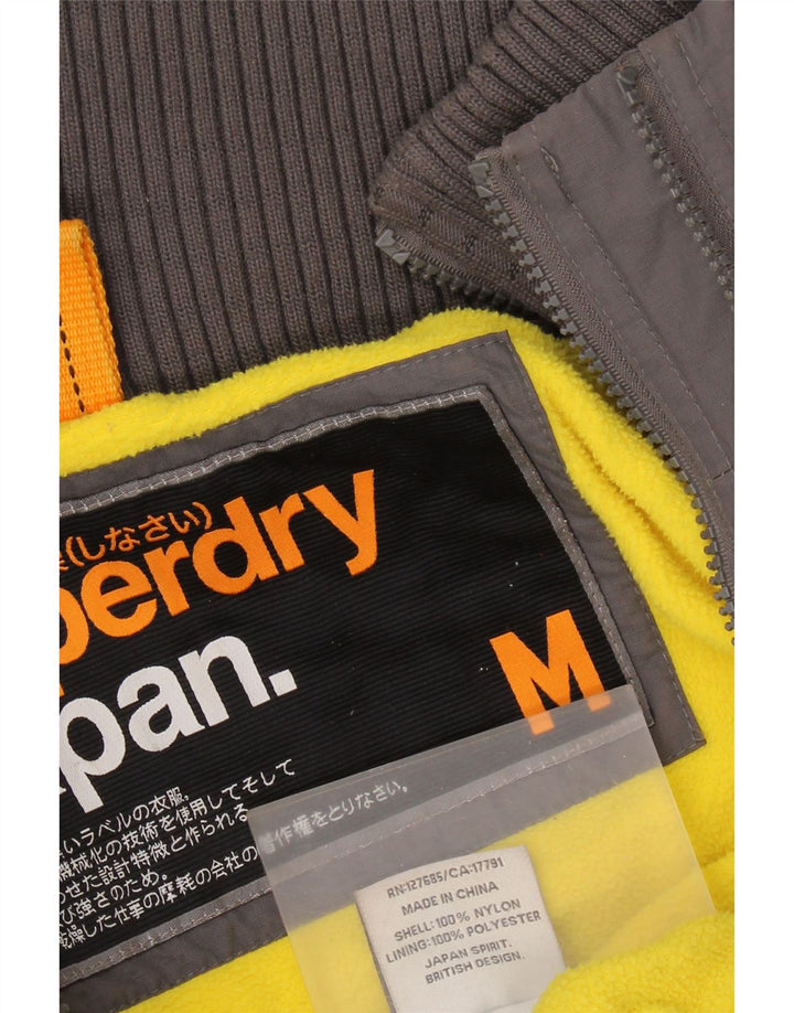Jachetă de vânt cu glugă pentru bărbați SUPERDRY UK 38, nailon gri mediu