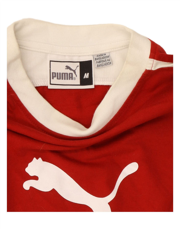 Top grafic PUMA cu mânecă lungă, roșu mediu, color block