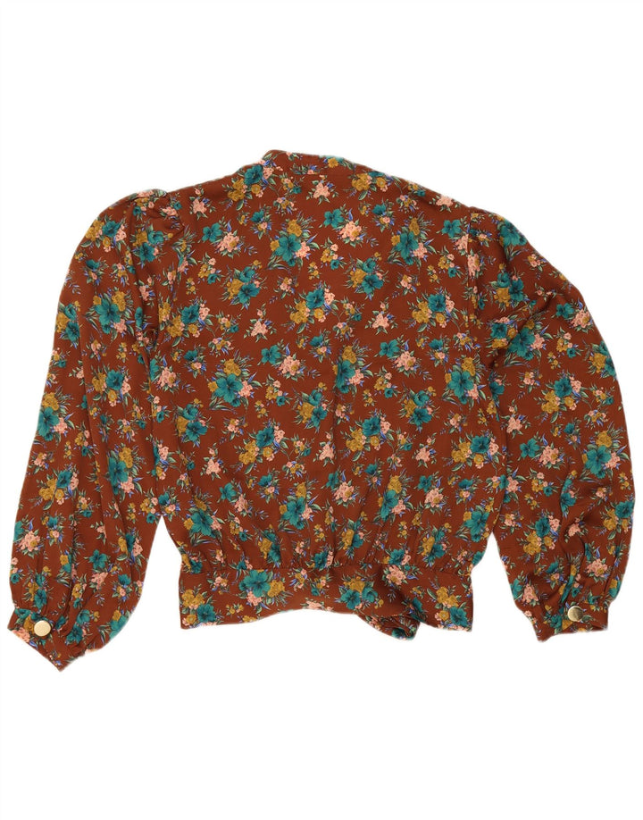Bluză cămașă pentru femei Zara UK 10 Mic Maro Poliester Floral