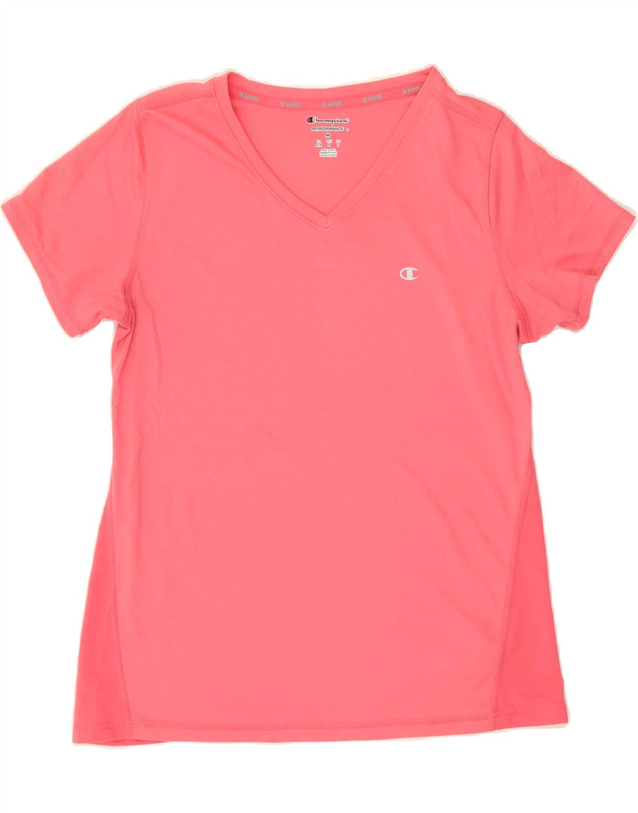 CHAMPION Womens T-Shirt Top UK 12 Medium Pink Polyester Vintage Champion and Second-Hand Champion from Messina Hembry 