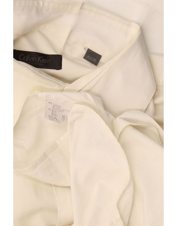 CALVIN KLEIN Mens Shirt Size 41 16 Large Off White Cotton