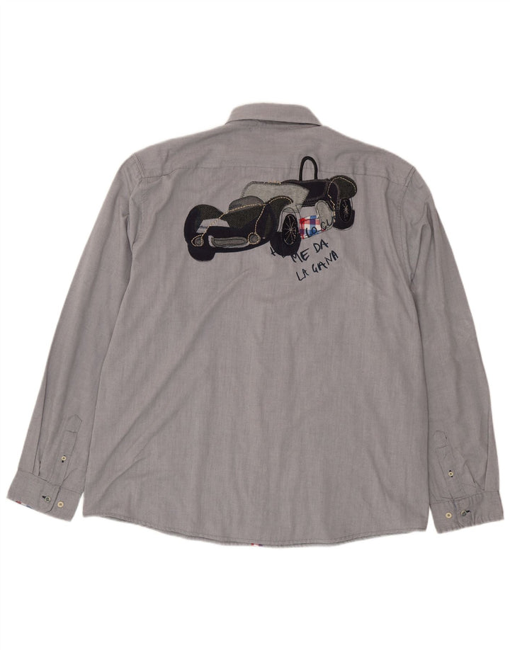 Cămașă grafică Desigual pentru bărbați 3XL poliester gri