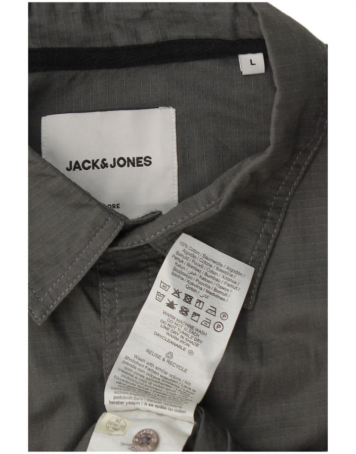 Cămașă Jack & Jones pentru bărbați cu mânecă scurtă, mare, gri, bumbac