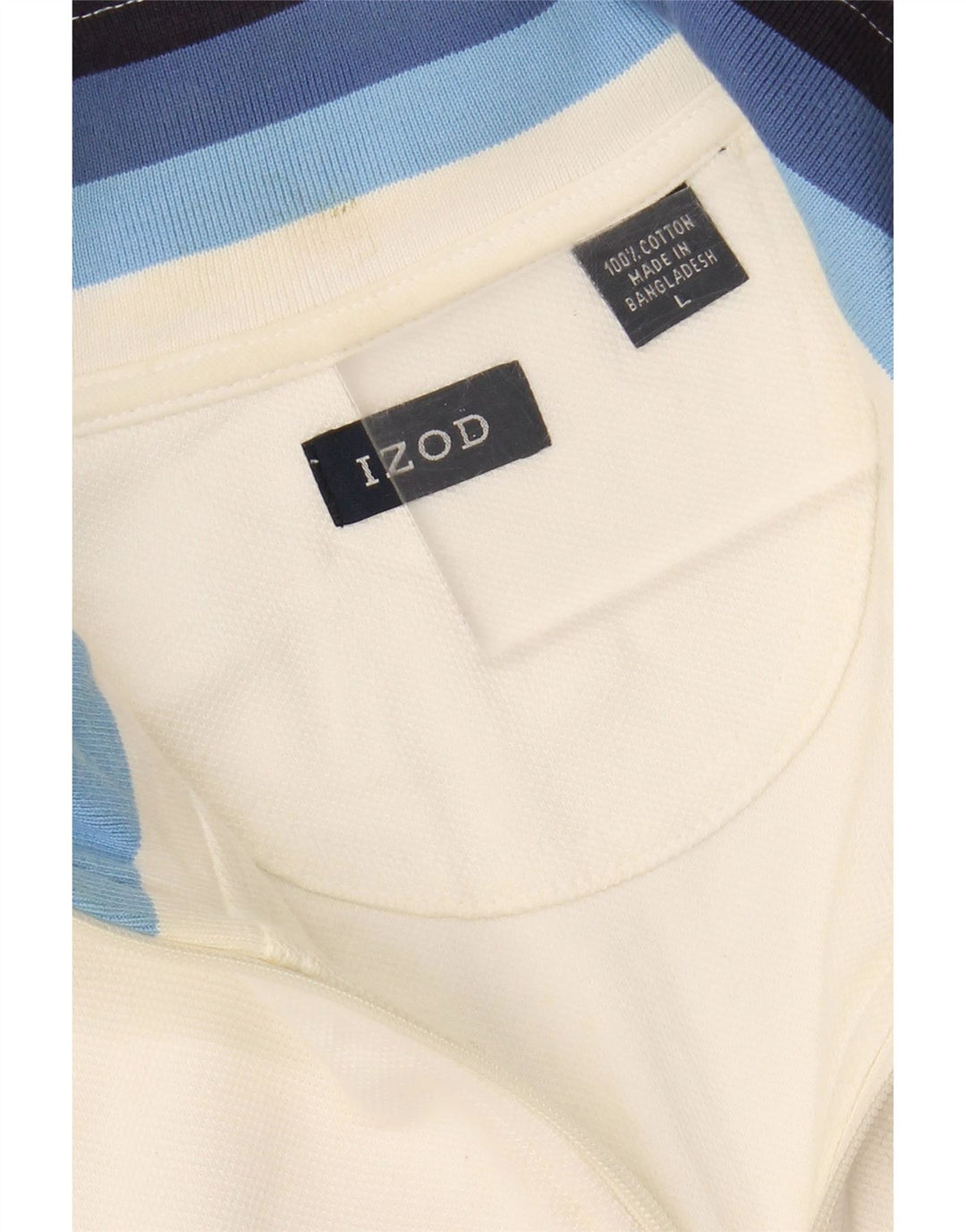 IZOD Mens Zip Neck Sweatshirt Jumper Large White Cotton Vintage Izod and Second-Hand Izod from Messina Hembry 