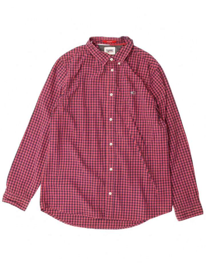 TOMMY HILFIGER Mens Regular Fit Shirt Large Red Gingham Cotton