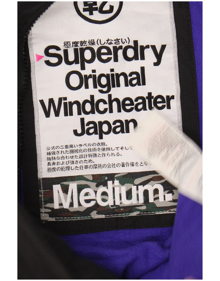 SUPERDRY Windcheater Graphic Windbreaker Jacket pentru femei UK 14 Medium Black