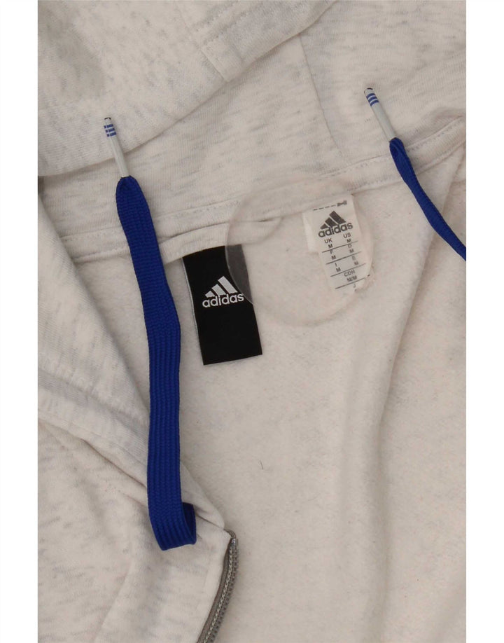 Pulover cu capotă cu fermoar și grafic Adidas pentru bărbați, mediu alb pete