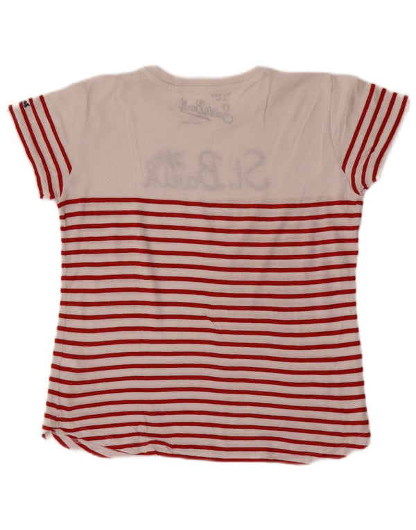 Tricou grafic Saint Barth pentru femei Top UK 10 Bumbac cu dungi albe mici