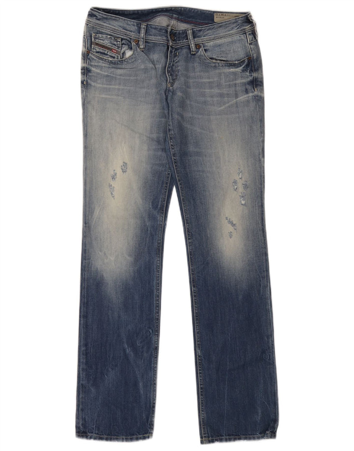 Blugi Distressed drepte pentru femei Diesel W28 L32 Bumbac albastru