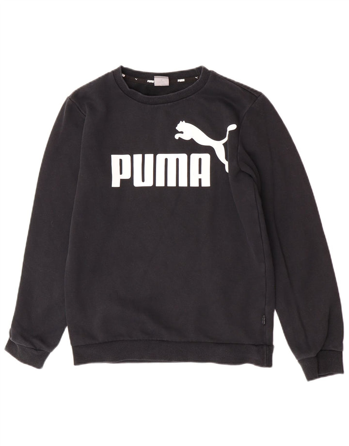 Puma Băieți Pulover Grafic Pulover 13-14 Ani Bumbac Negru