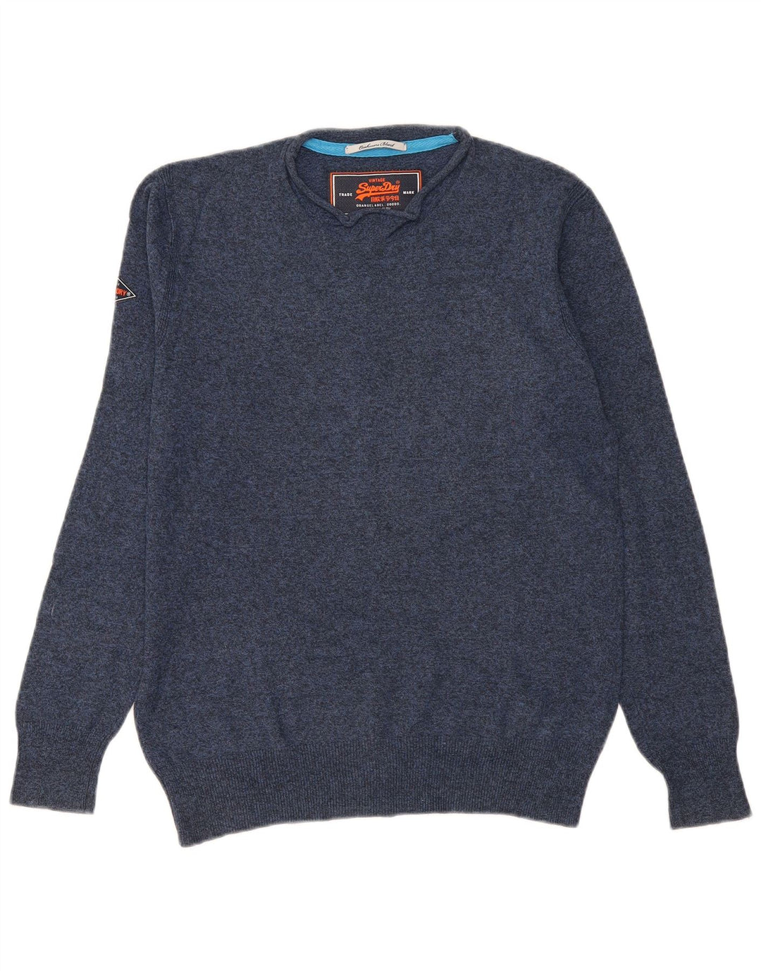 Pulover pentru bărbați Superdry cu gât crew, bumbac cu pete albastru bleumarin mediu