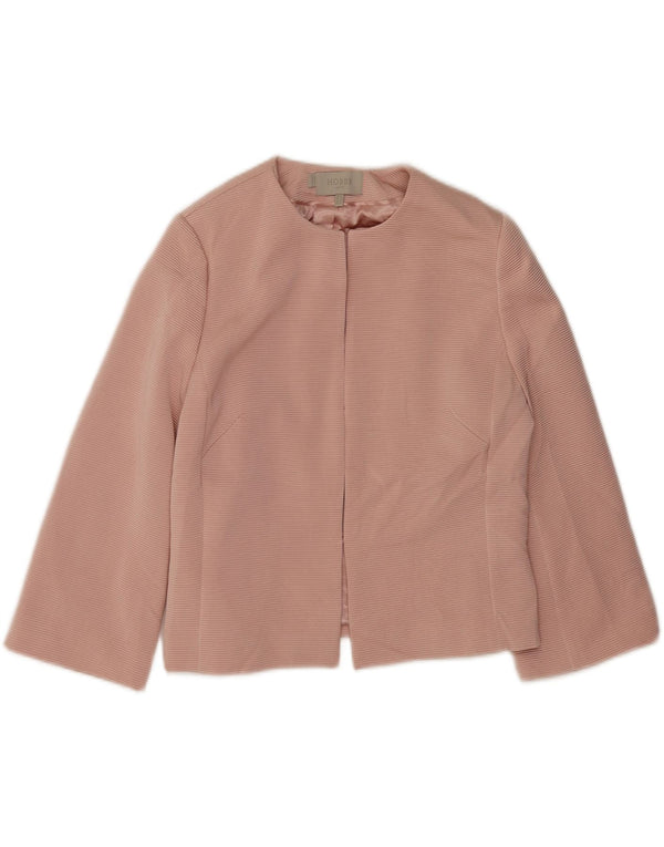 Jachetă Hobbs pentru femei Crop Open Blazer UK 12 Medium Pink Viscose