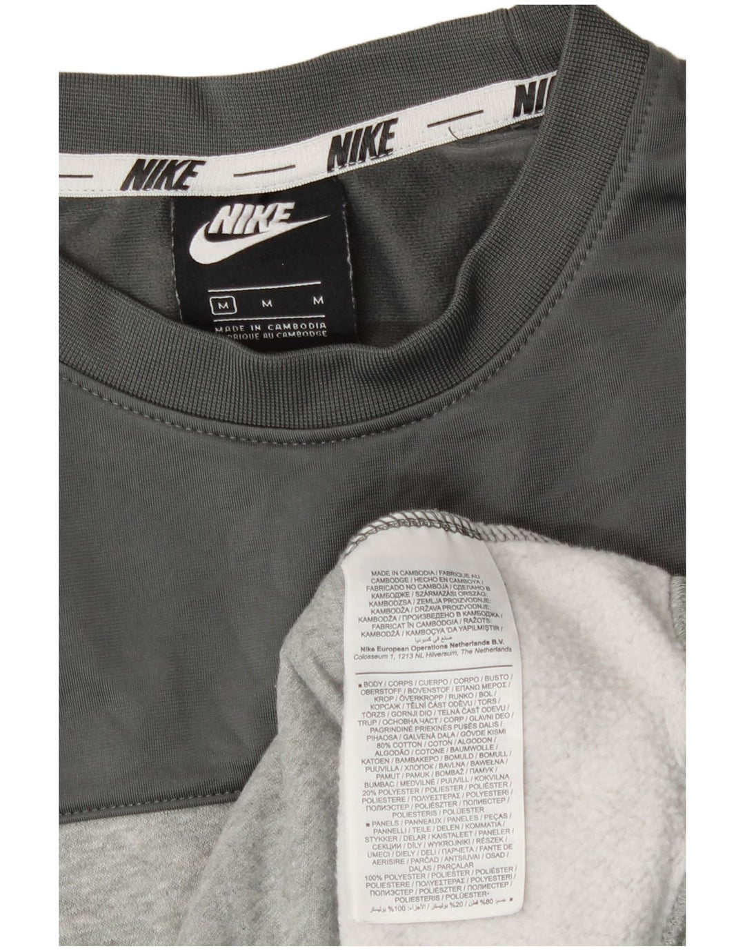 Pulover Nike pentru bărbați cu grafică, bumbac color bloc, gri mediu