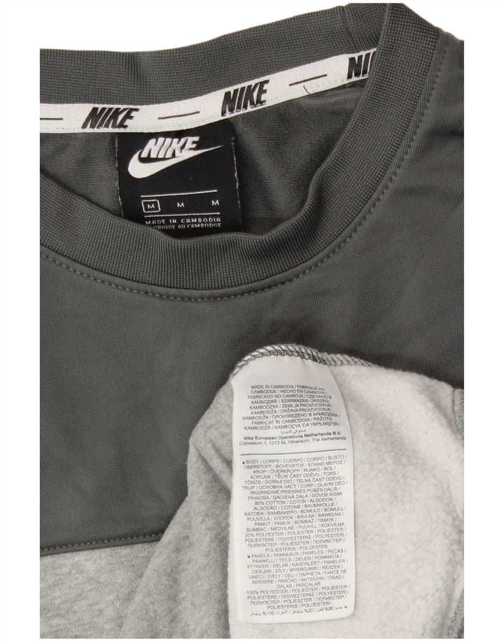 Pulover Nike pentru bărbați cu grafică, bumbac color bloc, gri mediu