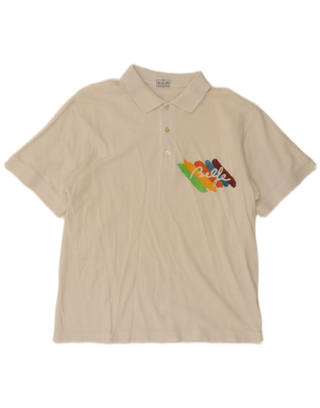 Belfe & Belfe Tricou Polo Grafic pentru bărbați UK 40 Medium White