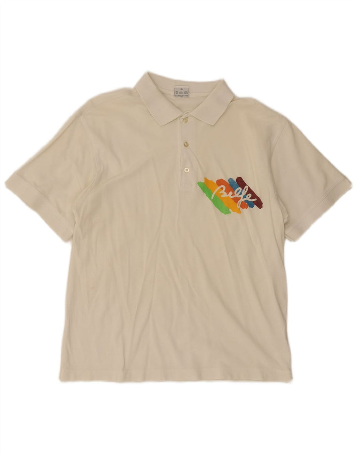 Belfe & Belfe Tricou Polo Grafic pentru bărbați UK 40 Medium White