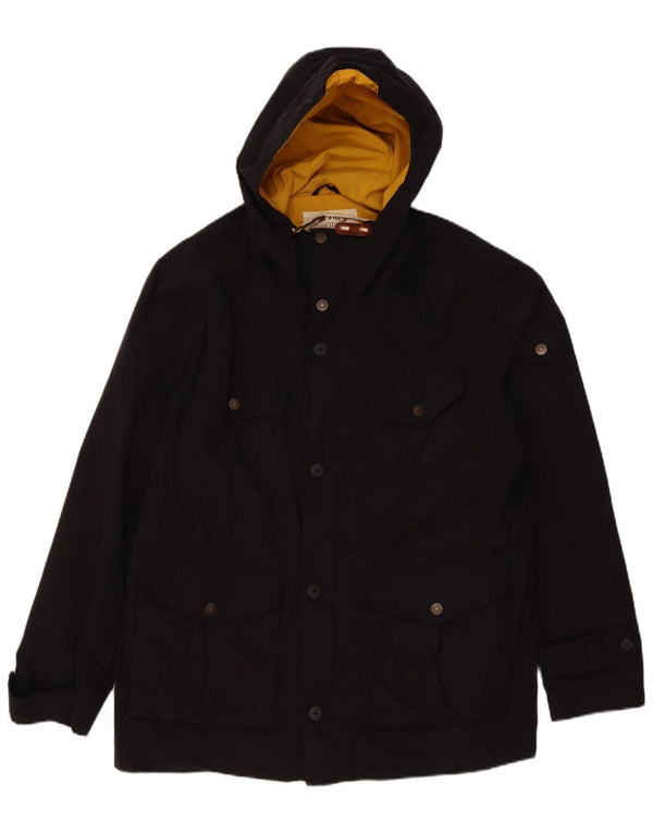 Fat Face Mens Hooded Utility Jacket UK 44 2XL Navy Blue Polyester