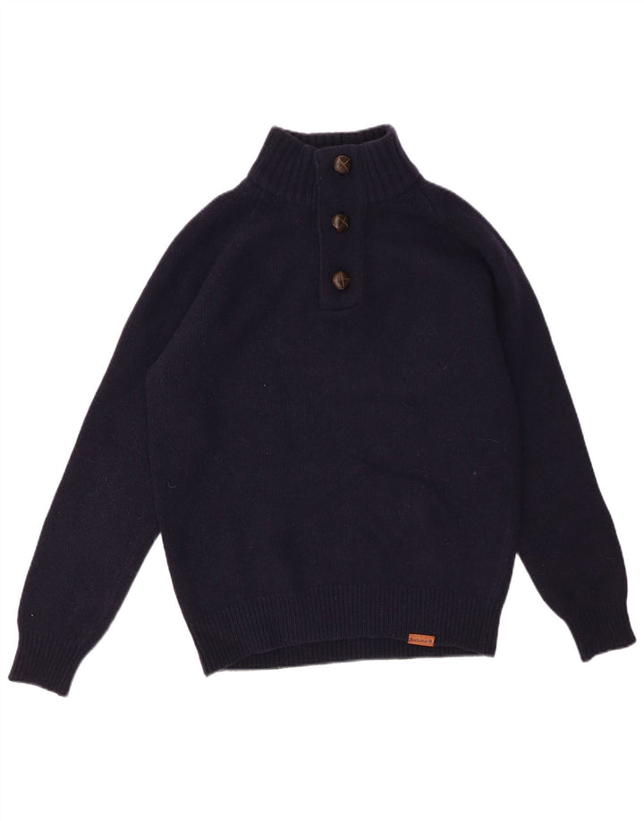 Pulover pentru bărbați BARBOUR cu gât cu nasturi, mic, bleumarin