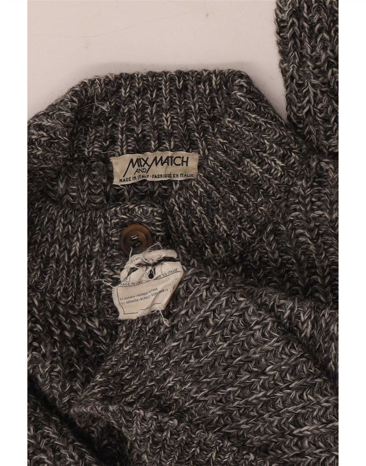 Pulover Cardigan Vintage pentru Damă UK 14 Lână de alpaca pete gri mediu