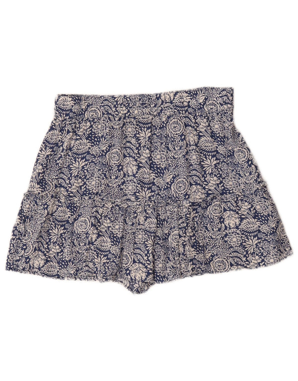 Pantaloni scurți Zara femei cu talie înaltă, mediu W28, albastru, floral