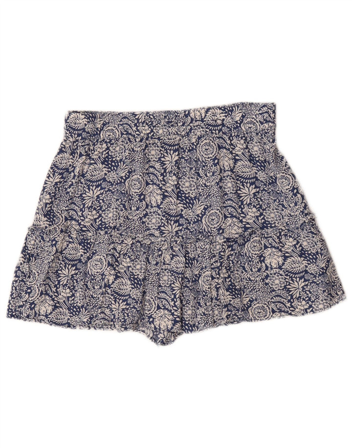 Pantaloni scurți Zara femei cu talie înaltă, mediu W28, albastru, floral