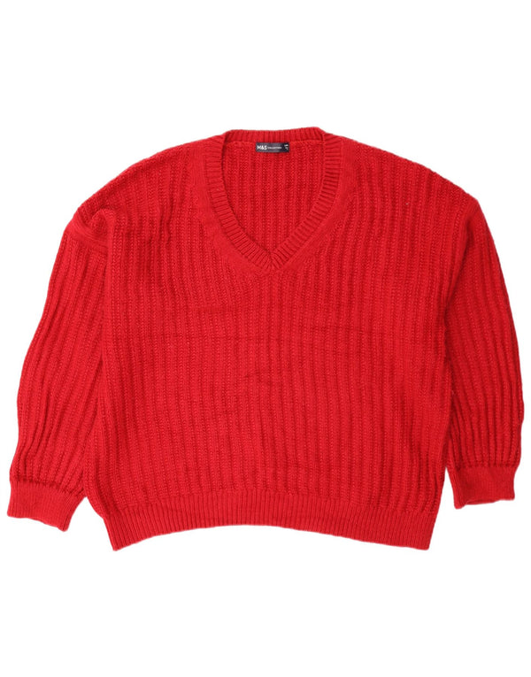Marks & Spencer Pulover supradimensionat cu decolteu în V pentru femei UK 16 Large Red