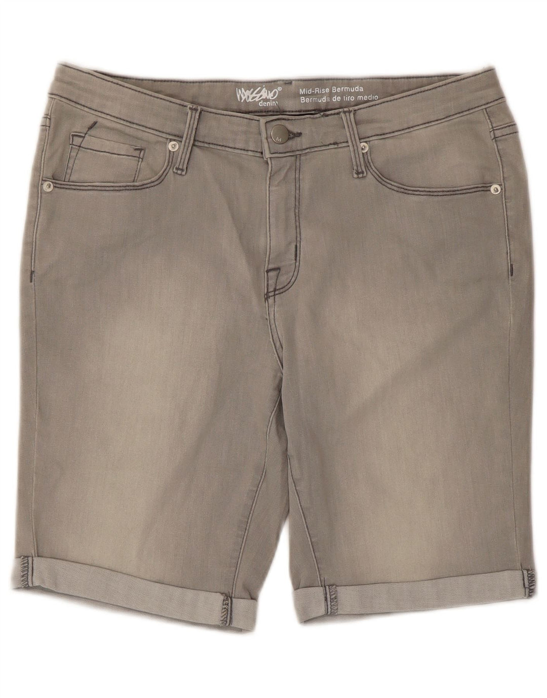 Pantaloni scurți din denim cu talie medie Mossimo pentru femei Power Stretch US 12 Large W31 Gri