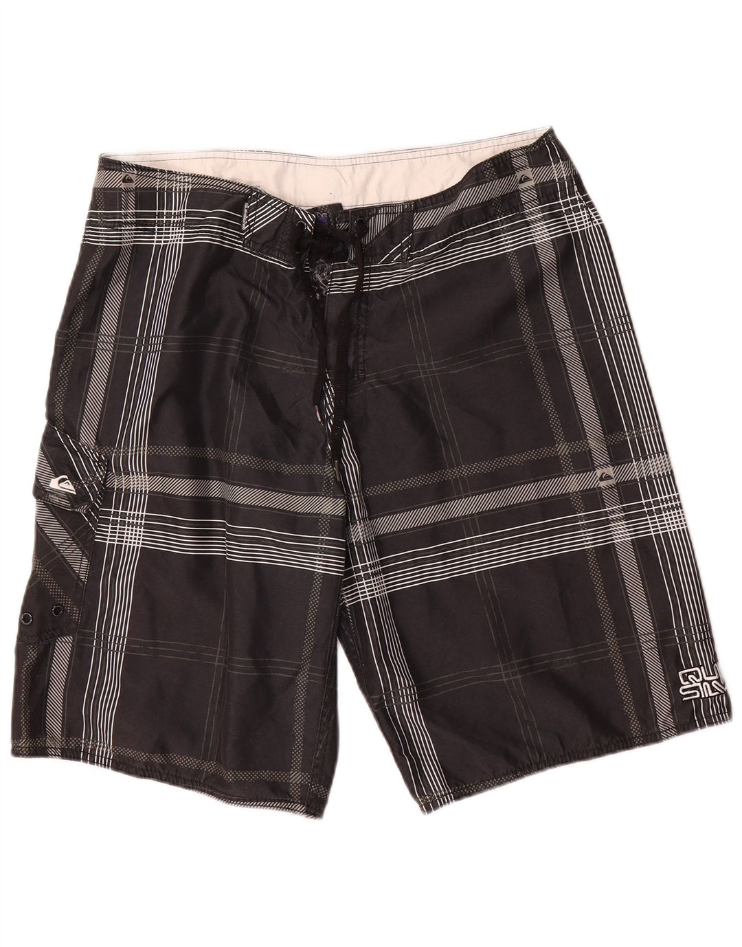 Pantaloni scurți de înot Quiksilver pentru bărbați, poliester cu carouri medii, negru