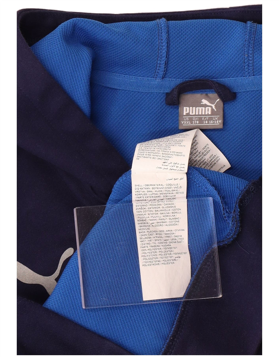 Pulover PUMA pentru băieți Italia Graphic, cu fermoar, 15-16 ani, bumbac, albastru bleumarin