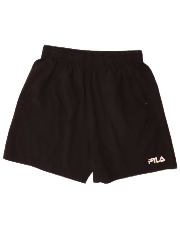 Pantaloni scurți sport Fila pentru bărbați, poliester mediu negru