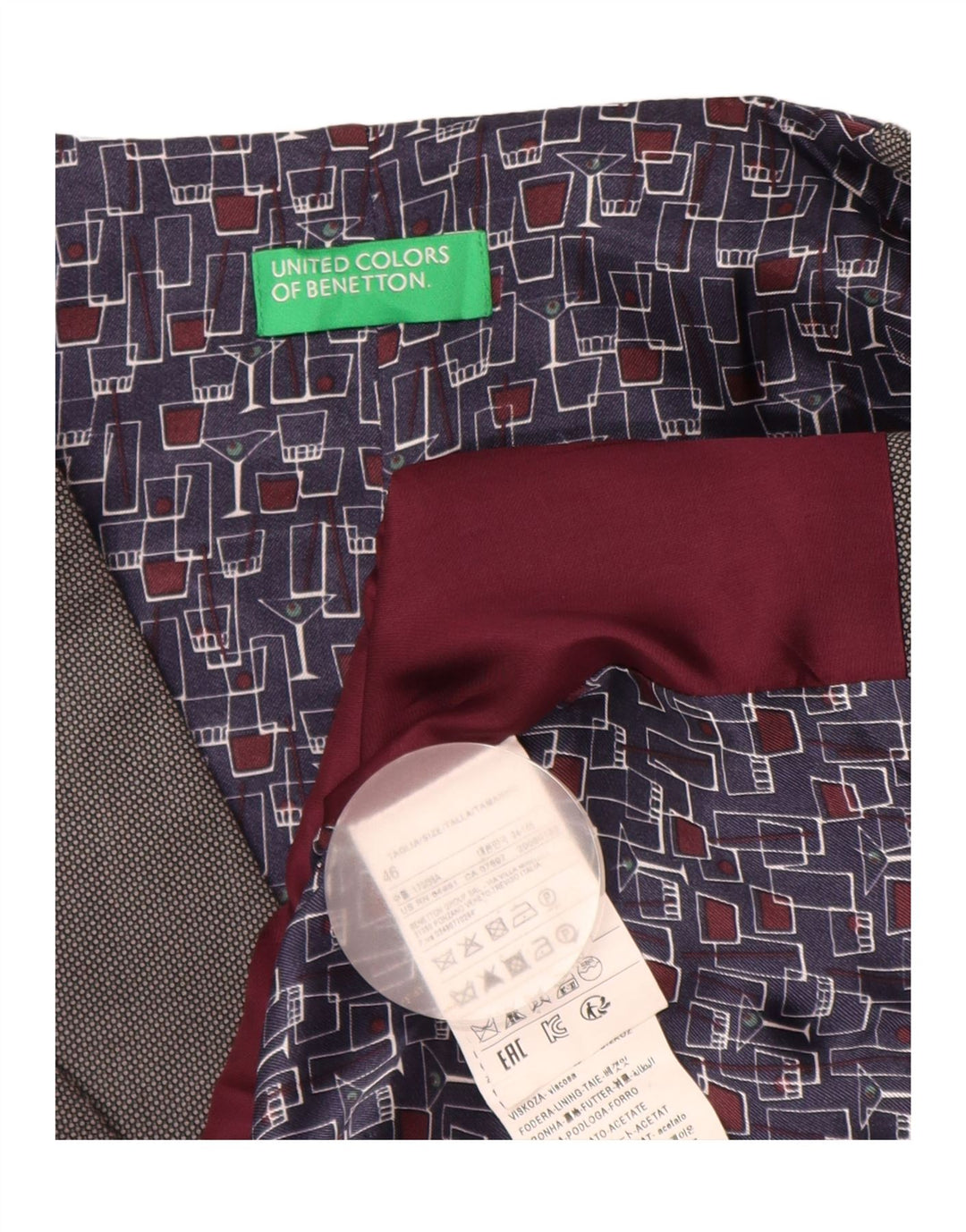 Giletă Benetton pentru bărbați IT 46 Small Gri Geometric Poliester