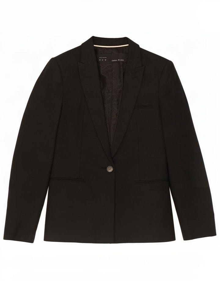 Blazer pentru femei Zara cu 1 nasture UK 12 Poliester mediu negru